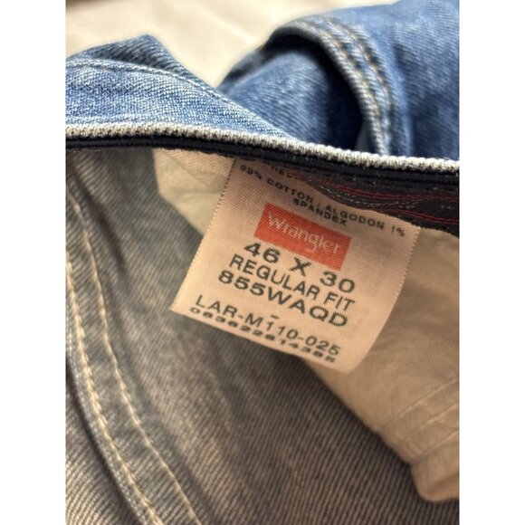 Wrangler Mens Authentic Regular Fit Blue Denim Jeans 46x30 Straight Leg - Picture 5 of 5